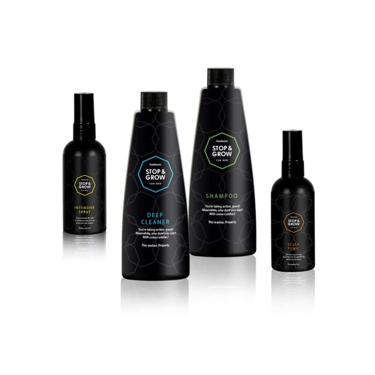 Pflegeprodukte Stop&Grow Gruppe mit Intensive Spray, Deep Cleaner, Shampoo, Scalp Tonic