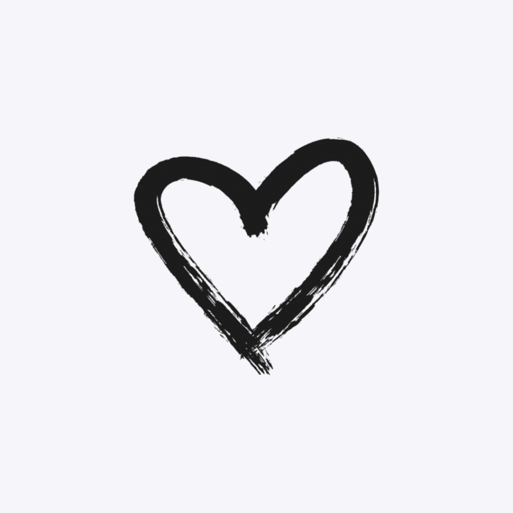 Black heart on light grey background