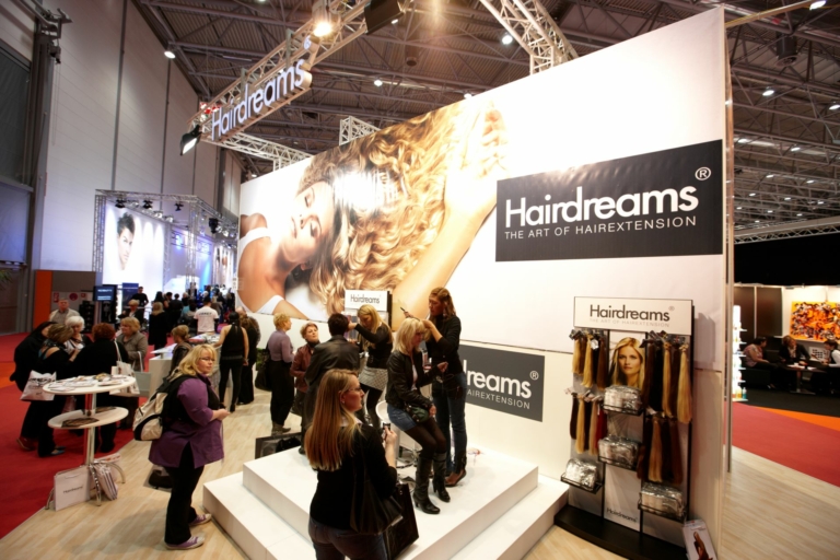 Hairdreams trainers show hairdressing systems at MCB Paris.