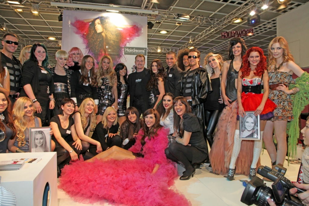 Group photo of the Hairdreams team at the Düsseldorf hairdressing fair